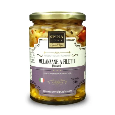 Melanzane a filetti con peperoncino con olio evo 330 g