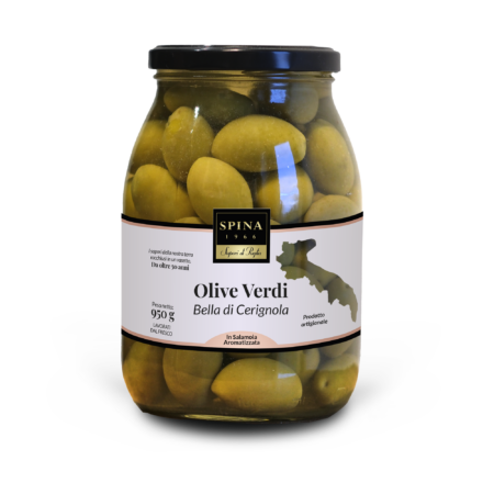 Olive Verdi Bella di Cerignola in salamoia aromatizzata 950 g    3G