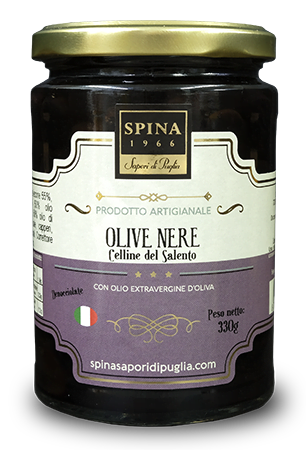 Olive Nere Celline del Salentodenocciolate con olio evo 330 g